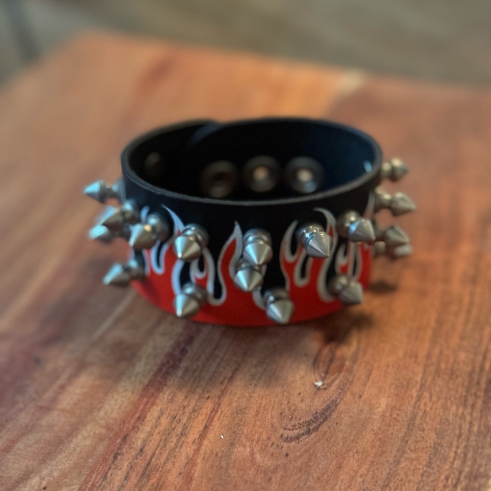 Vintage Y2K studded flame cuff bracelet